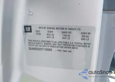 2007 Buick Lacrosse Cx из США, поврежденный, VIN 2G4WC552X71165850